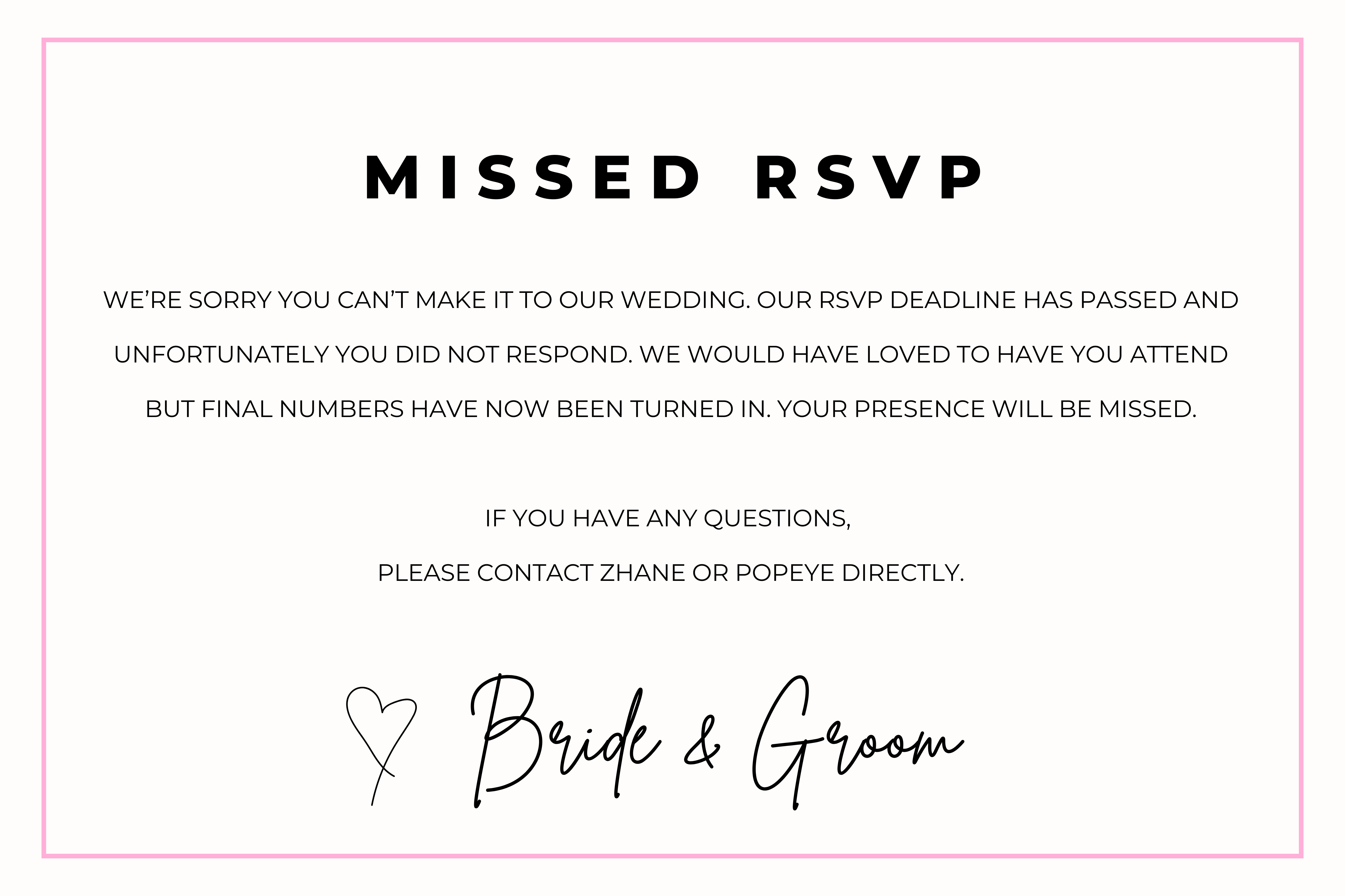 Rsvp closed